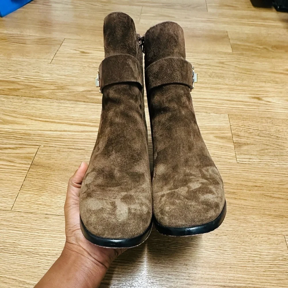 Tory Burch TURNLOCK HEELED DARK CHOCOLATE ANKLE BOOT